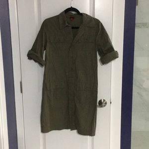Merona olive green button down dress (size S)